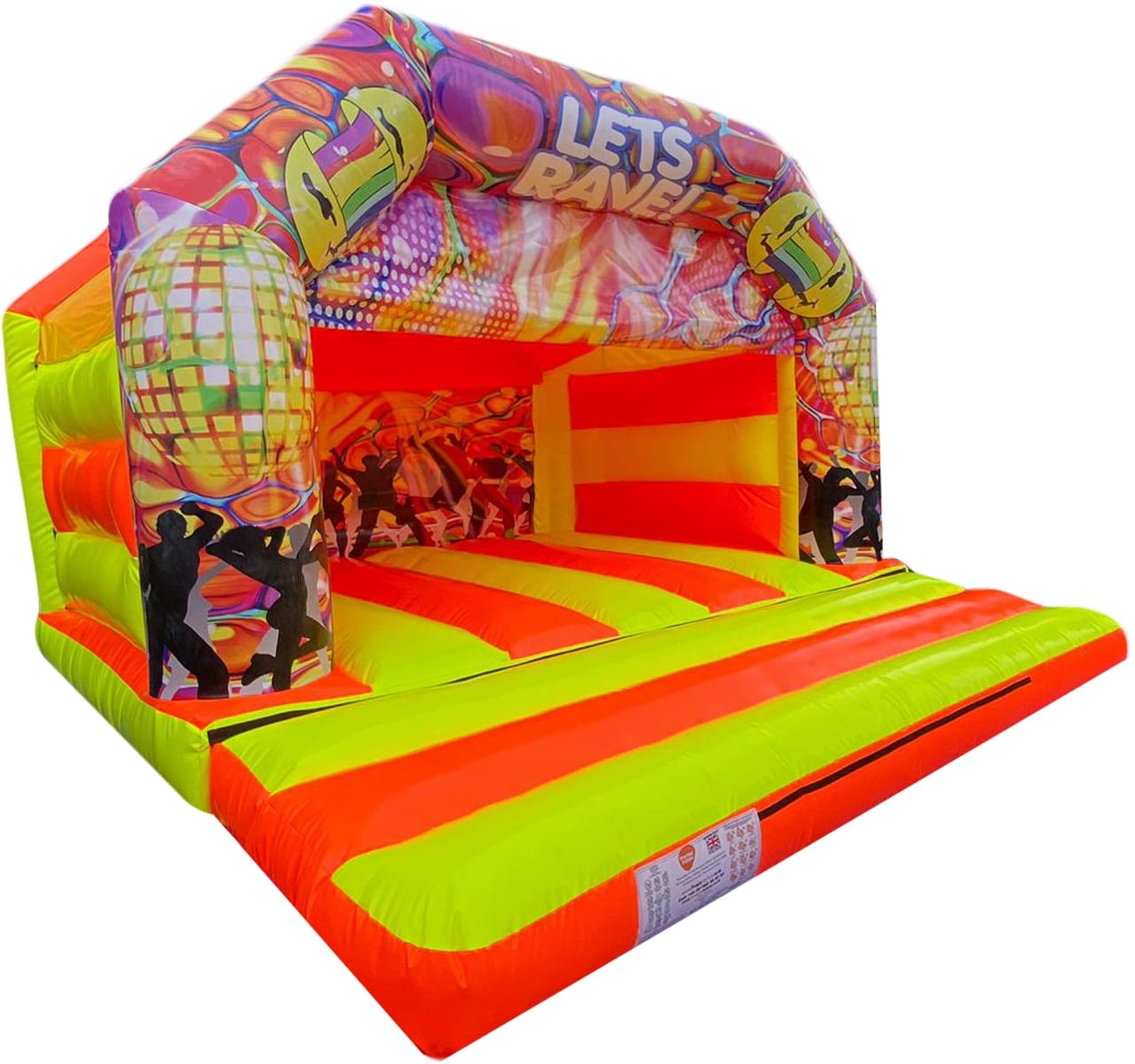 Premier Inflate Let's Rave Kids Fluorescent Bouncy Castle | UV Rave Bouncer for Sale