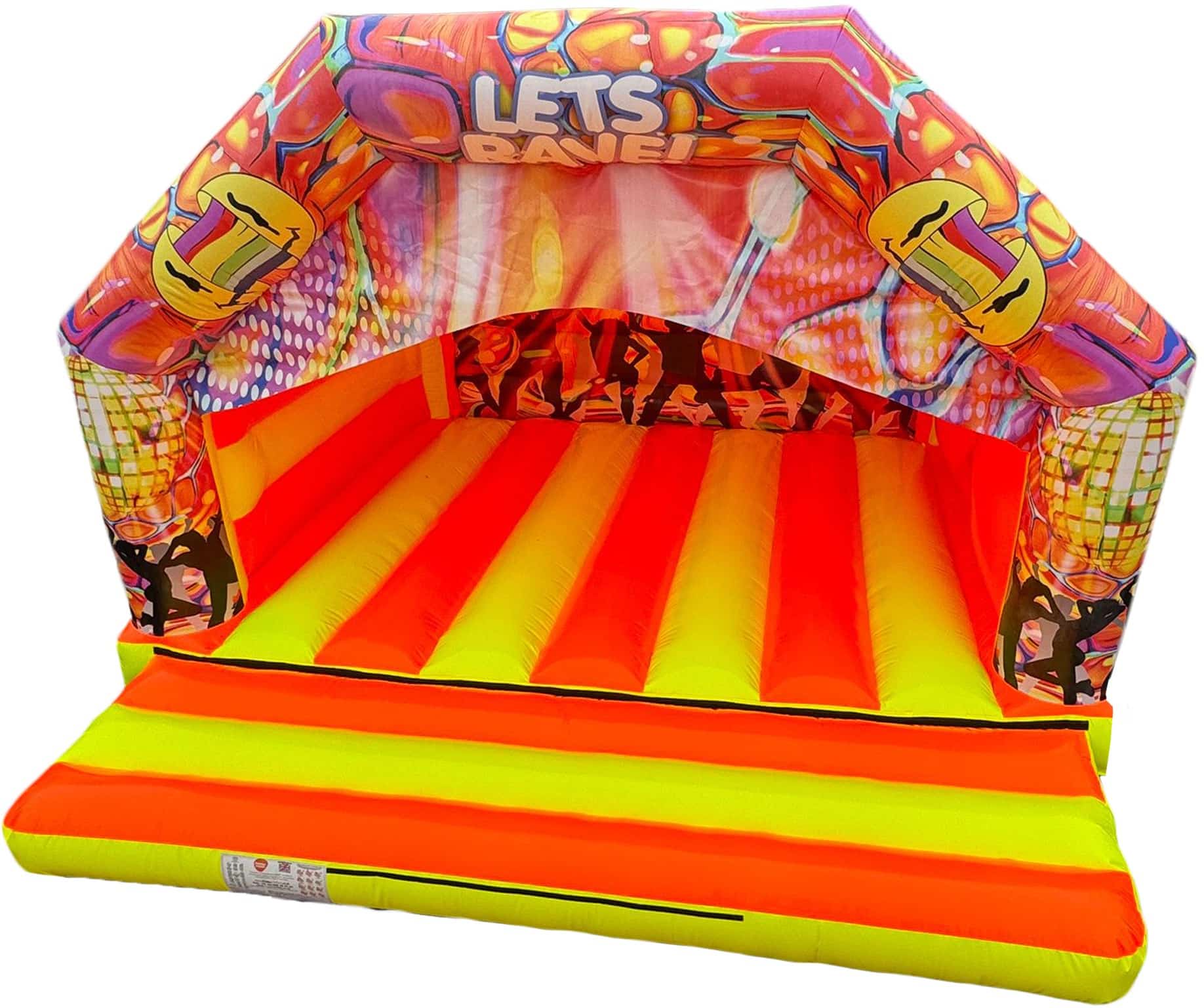 Premier Inflate Let's Rave 18x18ft Fluorescent UV Rave Bouncy Castle | UV Inflatables