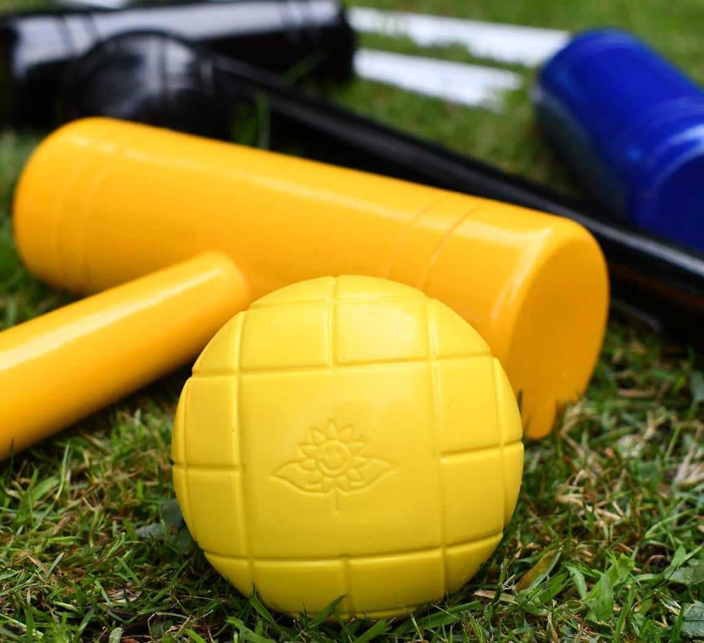 Jeu De Croquet Junior En Bois Pour Enfants - 4 Maillets 75 Cm - Idéal Jardin, 3 Ans Et Plus - Sac De Transport Inclus