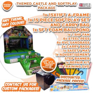 Minecraft Bouncy Castle & 15pc Soft Play Shape/Ballpond Set