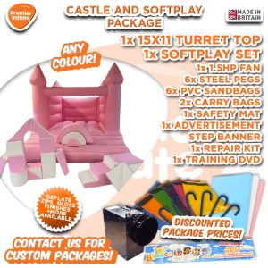 Pastel Pink Turret Bouncer & Softplay Set Package