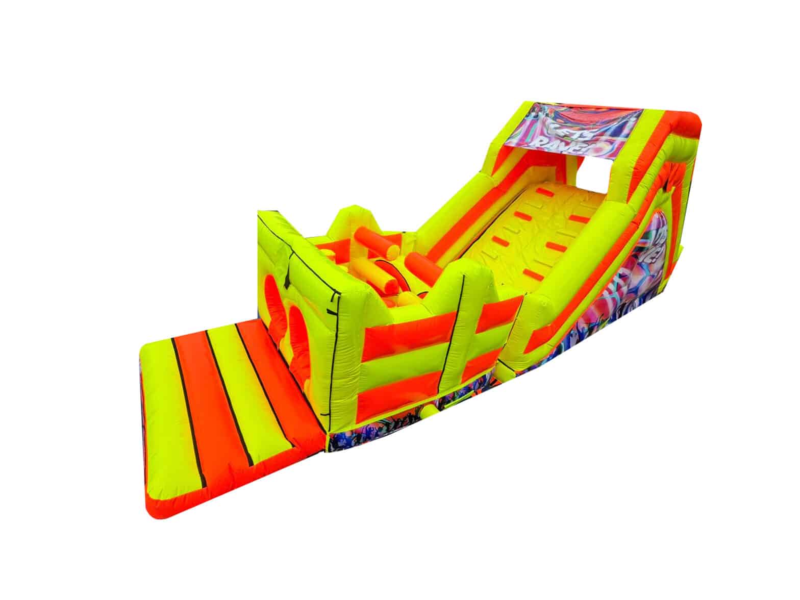 Premier Inflate Let's Rave 2 Part Inflatable Obstacle Course With Slide | Premier Inflate