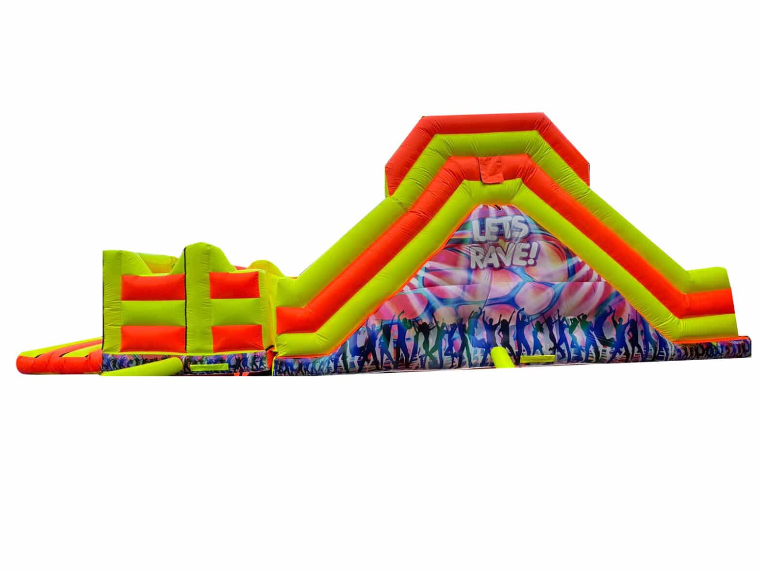 Premier Inflate Let's Rave 2 Part Inflatable Obstacle Course With Slide | Premier Inflate