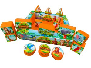 15pc Jungle SoftPlay Shapes & 5x5ft. SoftPlay Ballpond & Printed Carry Bag