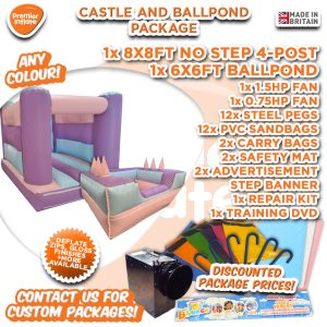 8x8ft No Step Mixed Pastel Castle & 6x6ft Ball Pond Package (8x8ft)