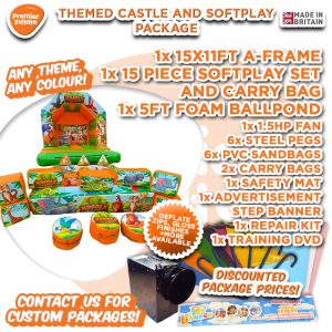 Jungle Bouncy Castle & 15pc Soft Play Shape/Ballpond Set