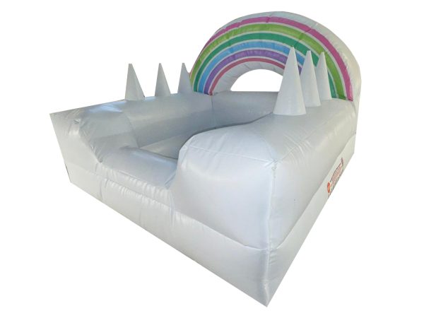White inflatable ball pond with 3D rainbow
