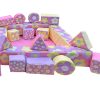 Soft play set with mixed pastel colours and flower themed artwork