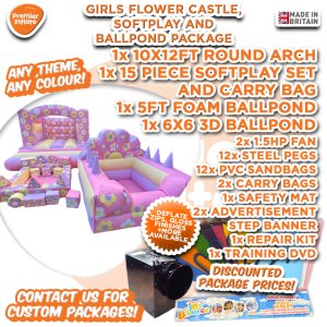 Flower bouncy castle and soft play package for sale