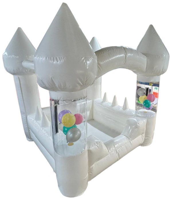 White Gloss Turret Inflatable Ball Pond with Floating Balloons