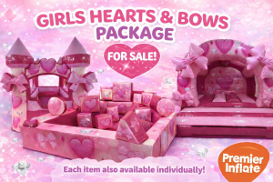 Girls Bows Round Front Bouncer, Turret Ballpond & Softplay Package