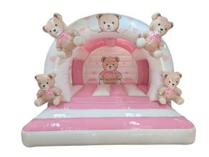 Baby Pink Rounded 3D Teddy Bear Bouncy Castle (12x12 ft.)